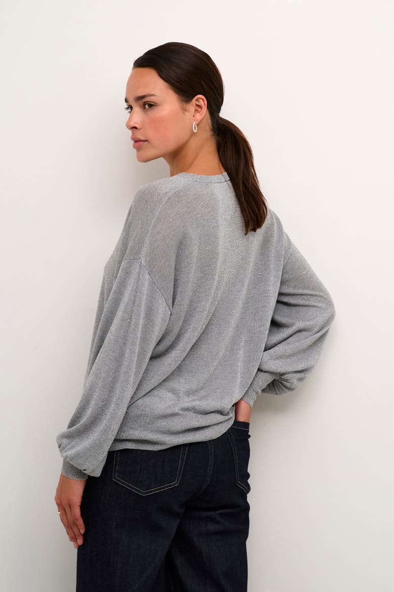 KAankra Shimmer Knit Round Neck Pullover, Alternate, color, Grey Melange