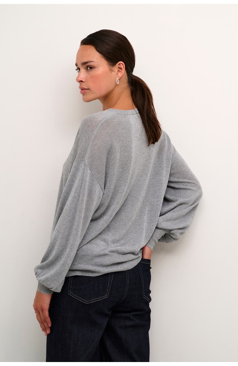 Kaffe KAankra Shimmer Knit Round Neck Pullover, Alternate, color, Grey Melange