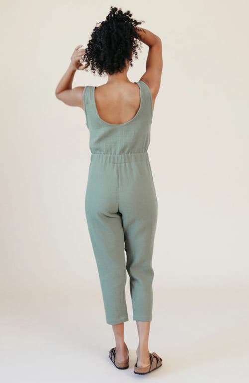 Poplinen Plus Jameela Organic Cotton Gauze Jumpsuit In Green