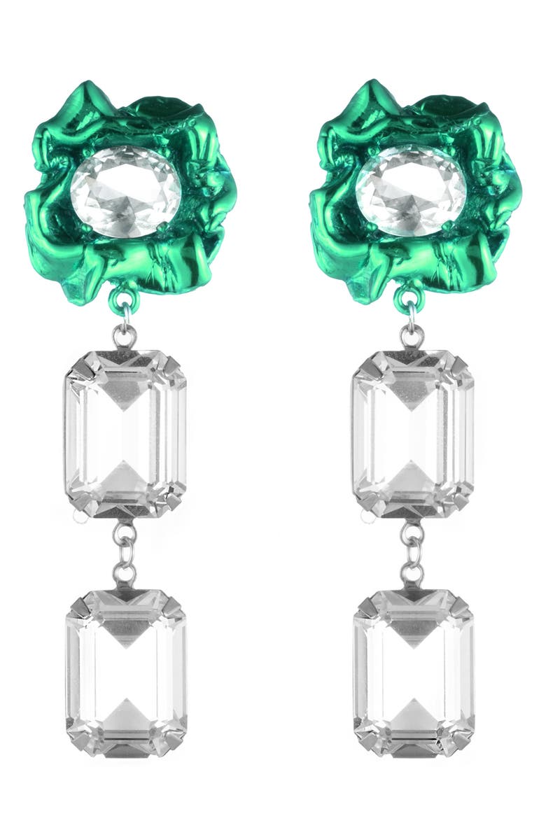 Sterling King Ada Floral Crystal Drop Earrings, Main, color, 