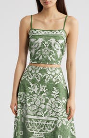 Cleobella Juniper Print Cotton Poplin Crop Top
