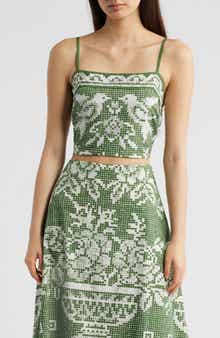 Juniper Print Cotton Poplin Crop Top