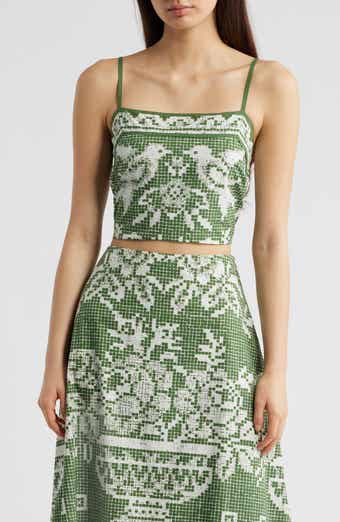 Juniper Print Cotton Poplin Crop Top