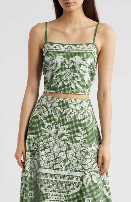 Juniper Print Cotton Poplin Crop Top