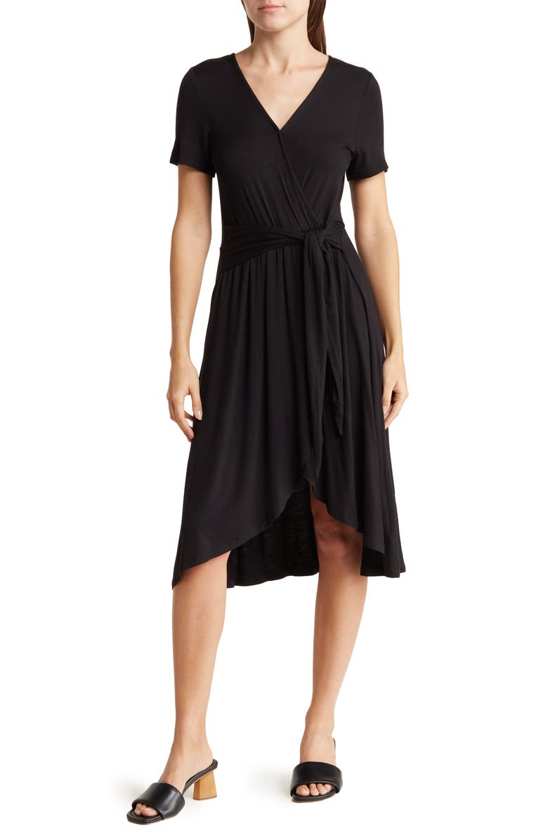 Bobeau Short Sleeve Tie Waist Dress, Main, color, 