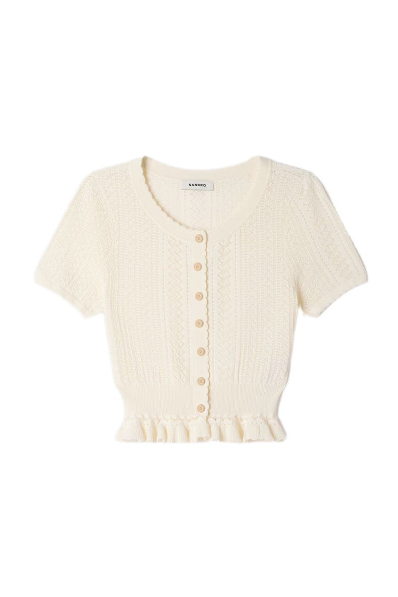 Pointelle knit cardigan, Alternate, color, Ecru