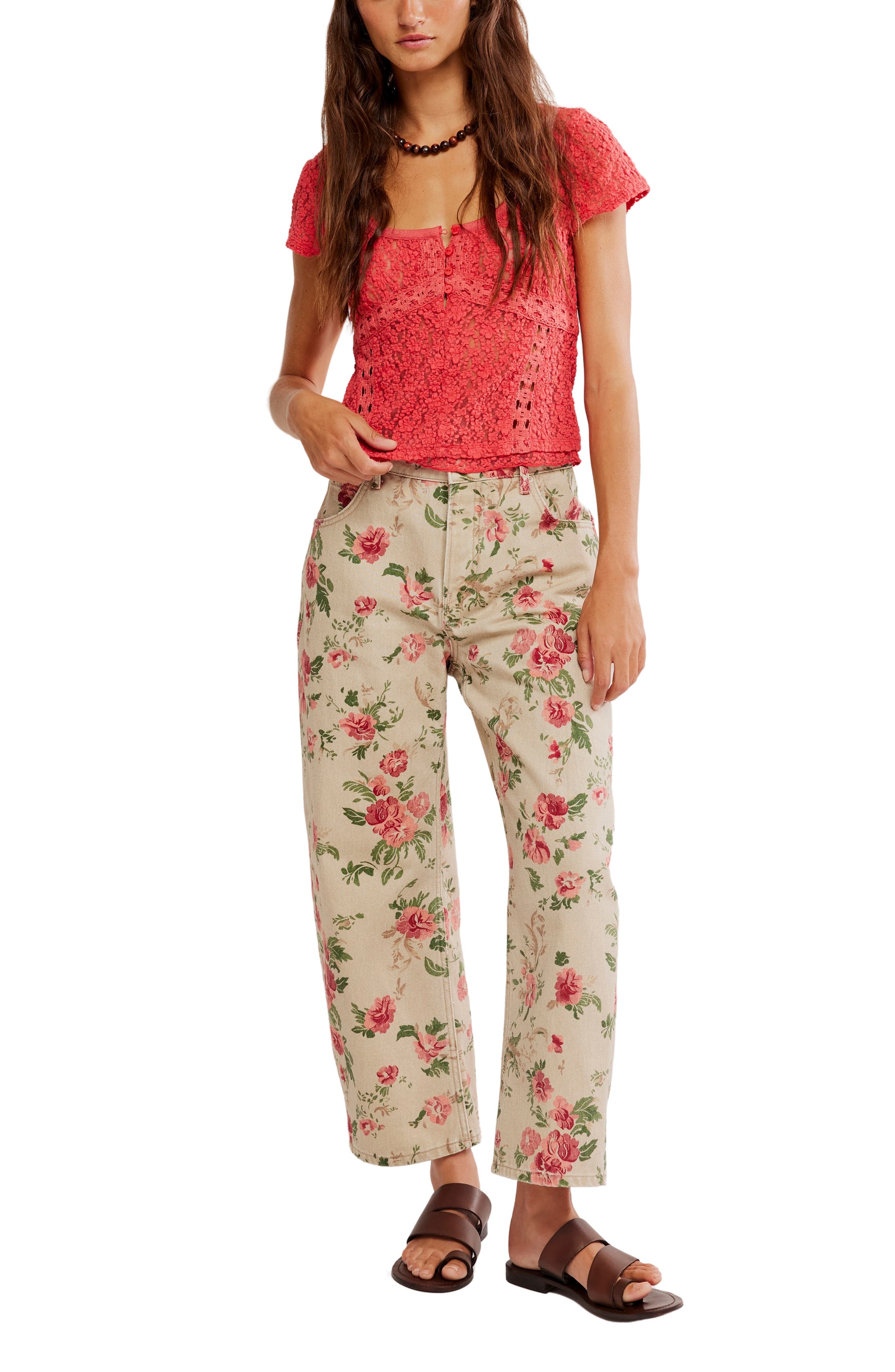 Free People Claro Semi Sheer Lace & Tulle Top — фото 5