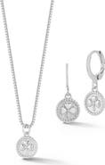 GLAZE JEWELRY Clover Charm Drop Huggie Hoop Earrings & Necklace Set