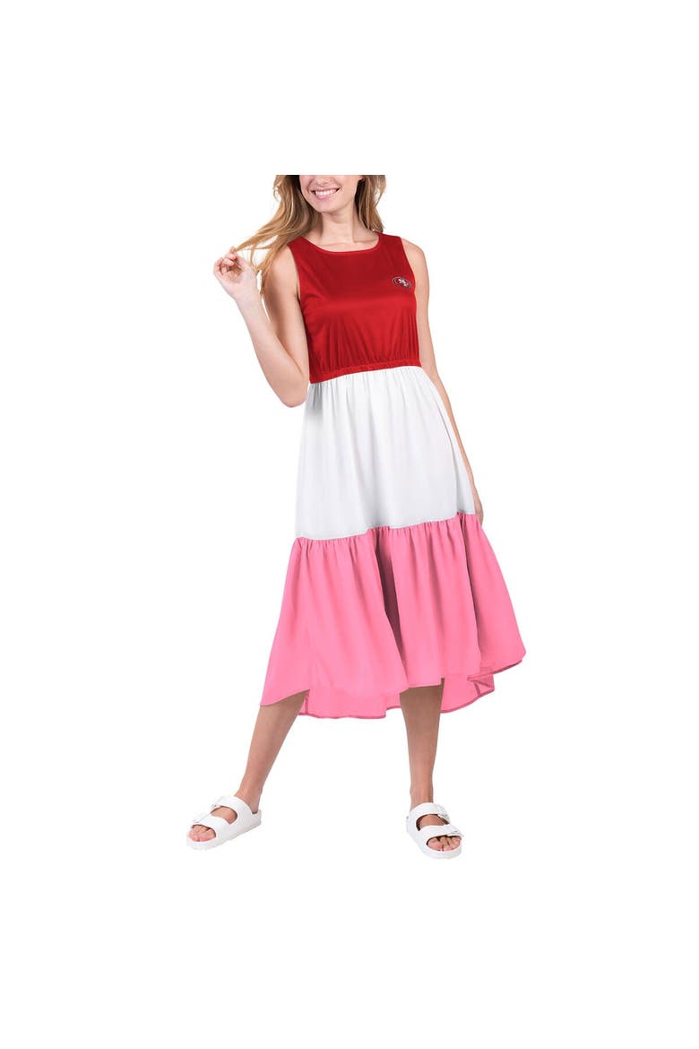 Women's G-III 4Her by Carl Banks Scarlet/Pink San Francisco 49ers 12th Inning Colorblock Dress, Main, color, Scarlet