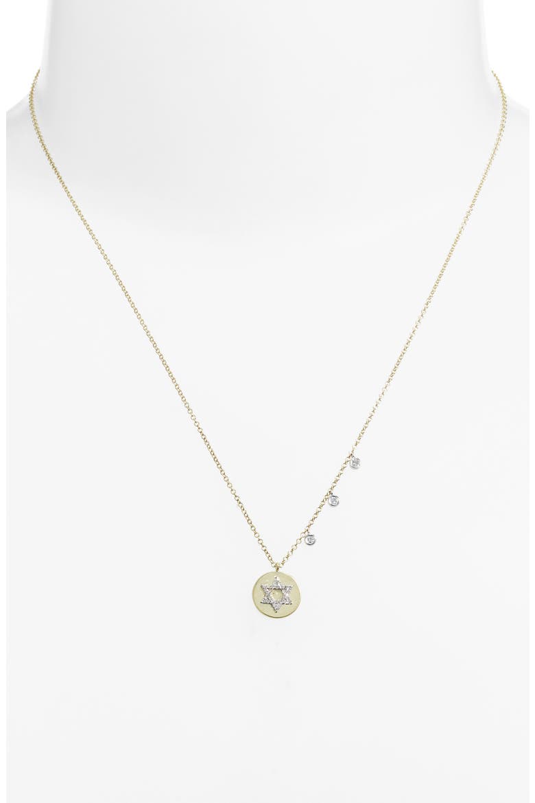 Diamond Star of David Disc Pendant Necklace, Alternate, color, GOLD