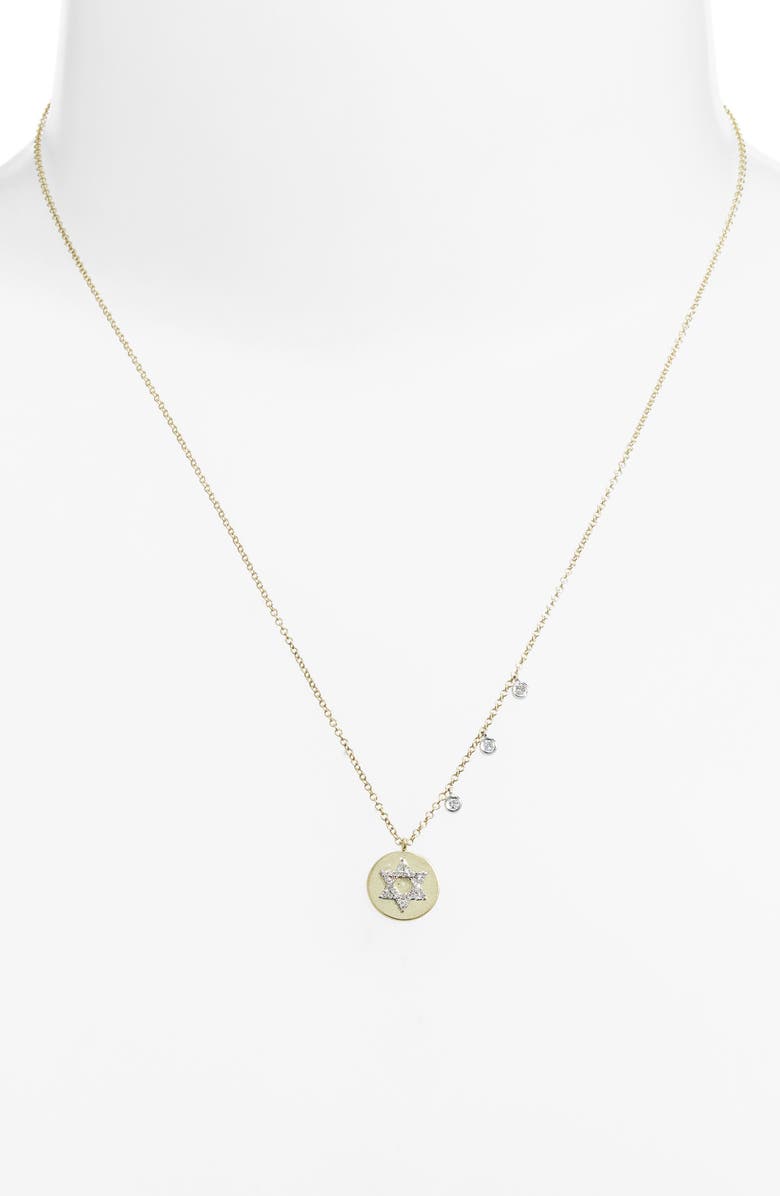 Meira T Diamond Star of David Disc Pendant Necklace, Alternate, color,