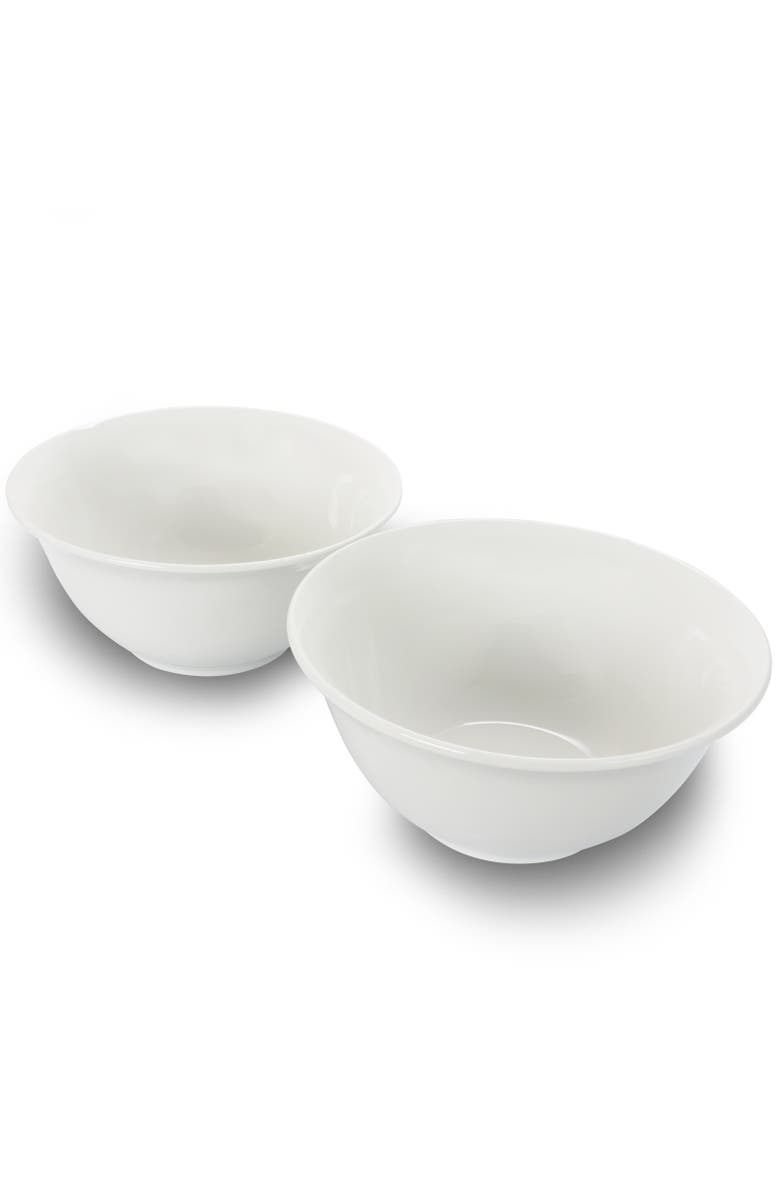 Gibson Home 2 Piece 7.5 Inch Ceramic All-Purpose Round Bowl Set, Alternate, color, White