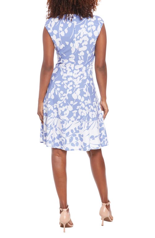 London Times Night And Day Fern Fit And Flare Dress In Blue
