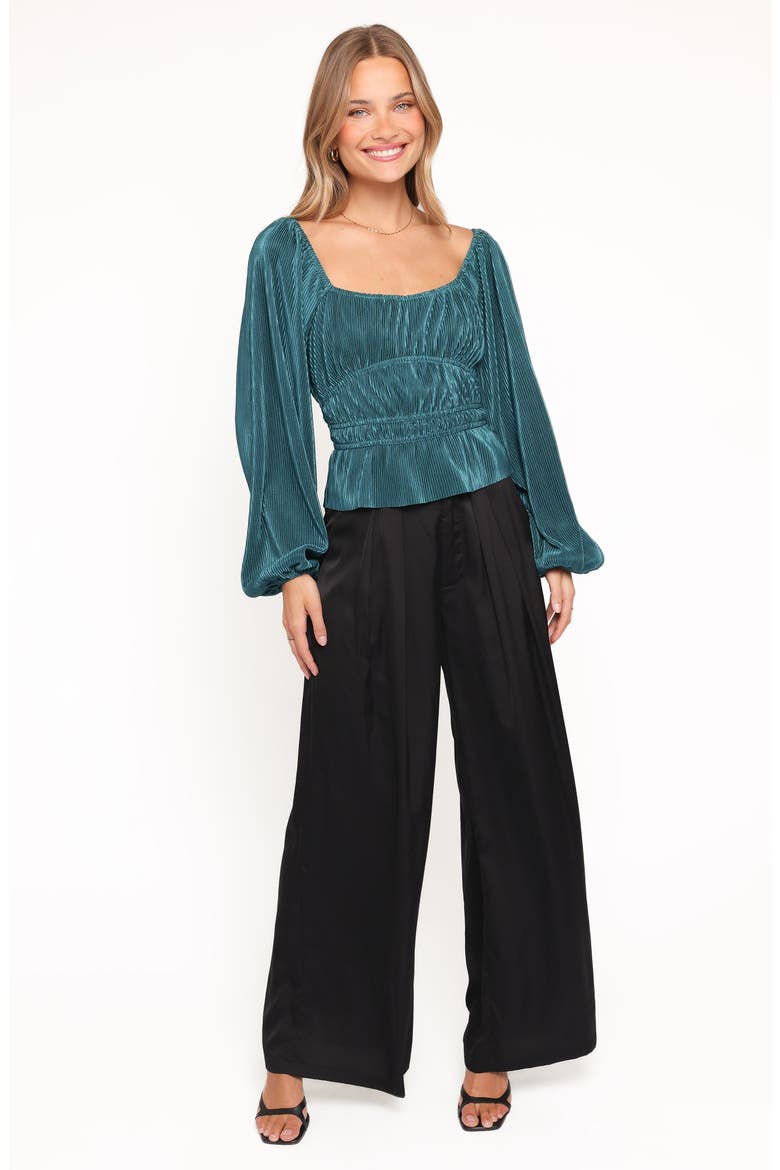Ceppia Plissé Long Sleeve Top, Alternate, color, GREEN