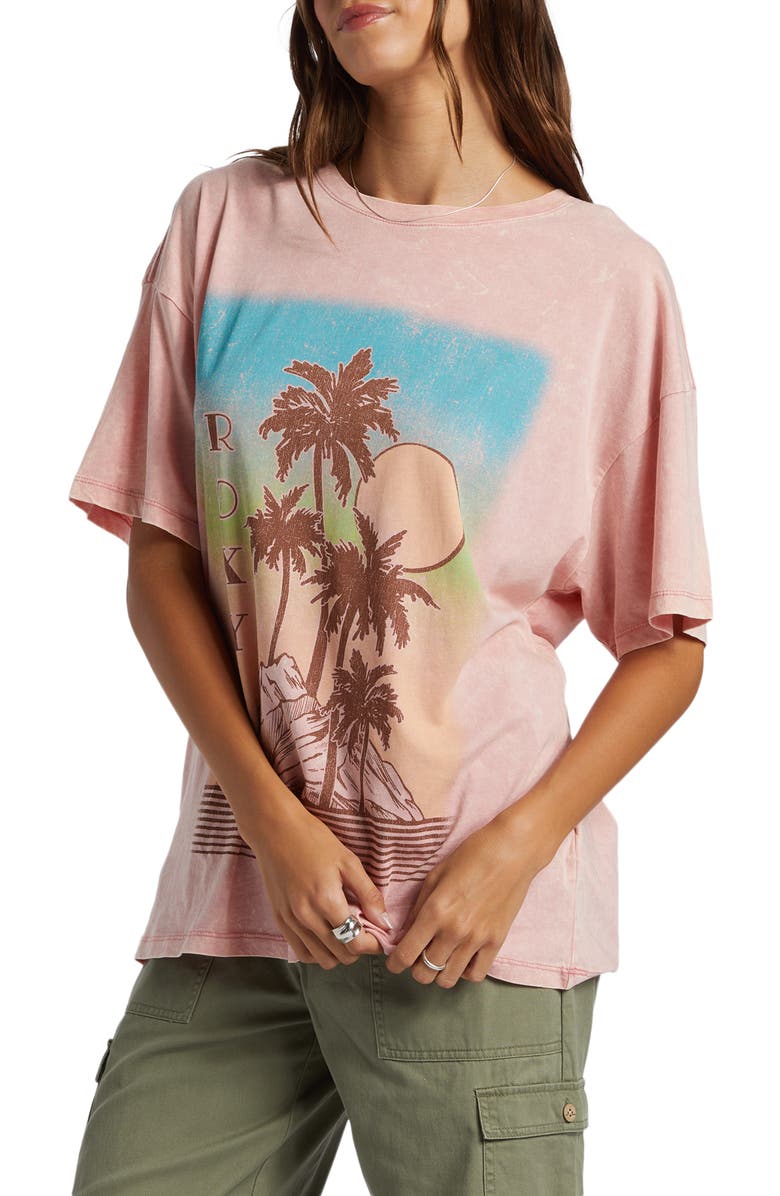 Roxy Palms Oversize Cotton Graphic T-Shirt, Alternate, color, 