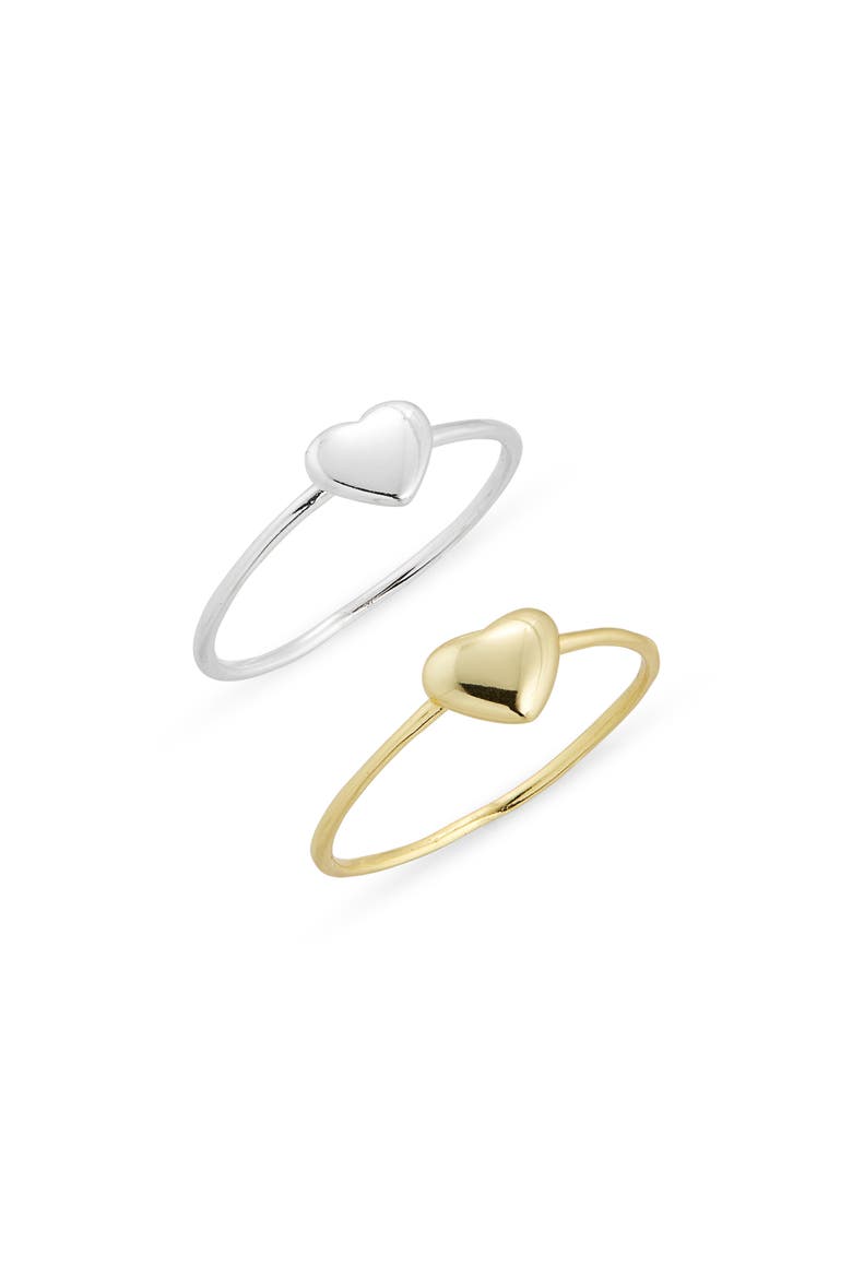 Set of 2 Two-Tone Stacking Rings, Main, color, GOLD/ SILVER