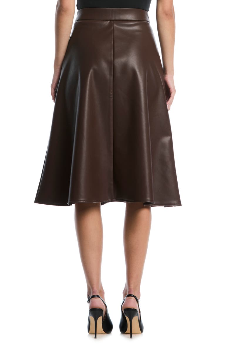 Faux Leather Midi Skirt, Alternate, color, CHICORY COFFER