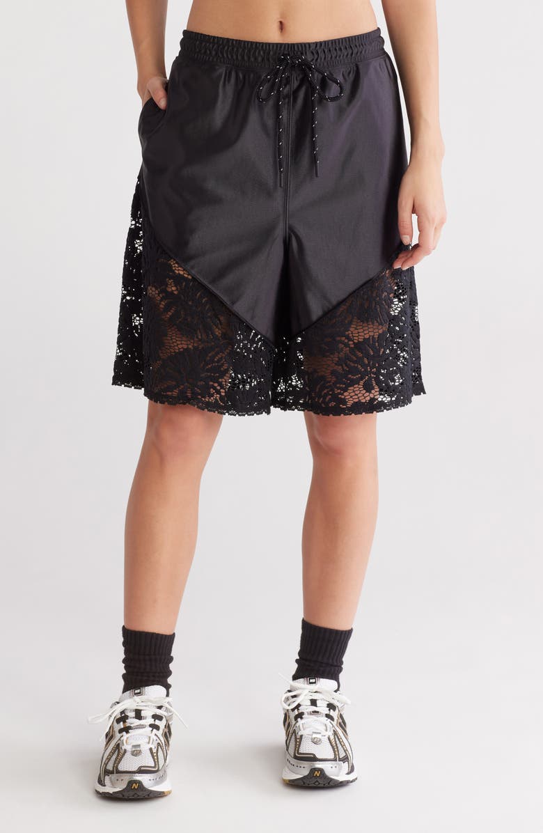 Free People FP Movement Roster Tie Waist Lace Trim Shorts, Main, color,