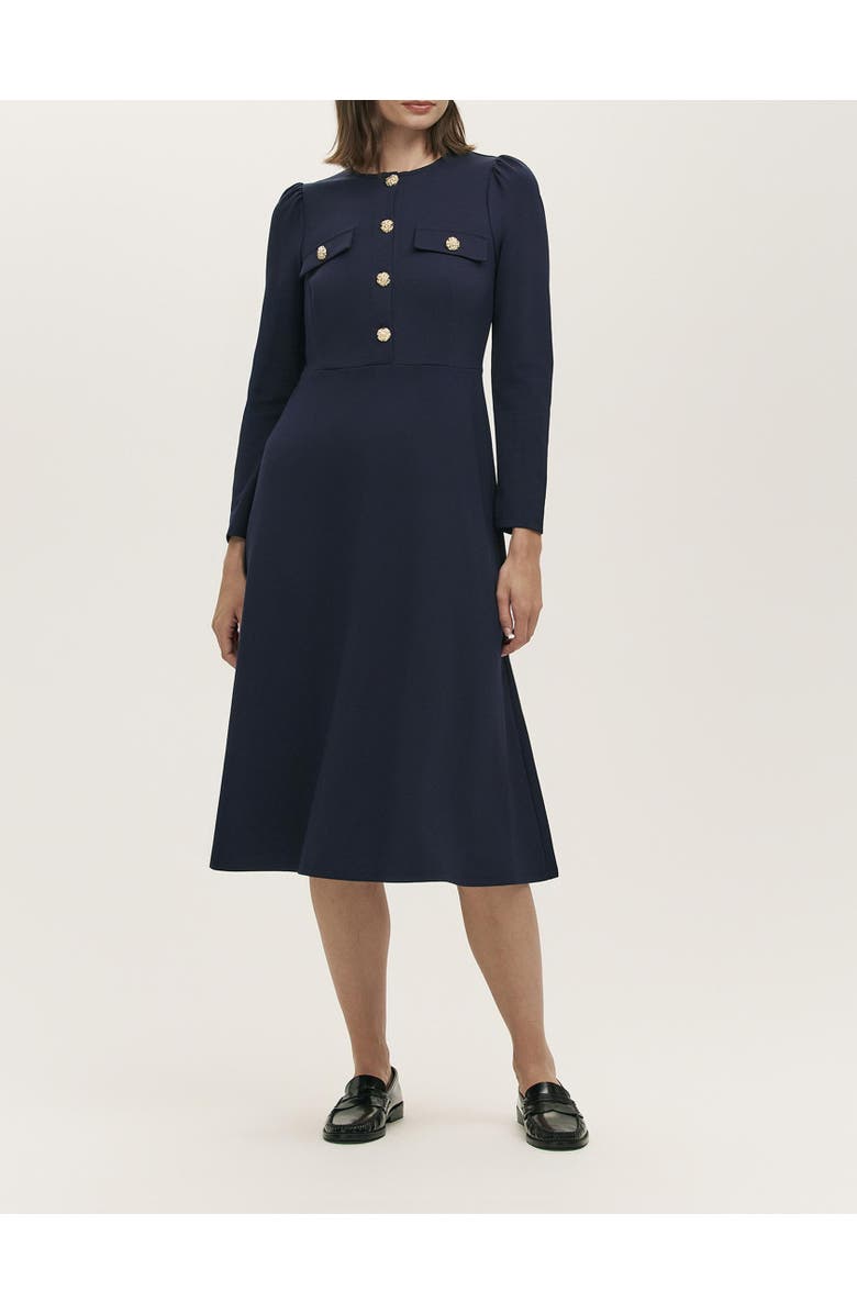 Finery London Gilly Ponte Jersey Midi Dress, Alternate, color, Navy