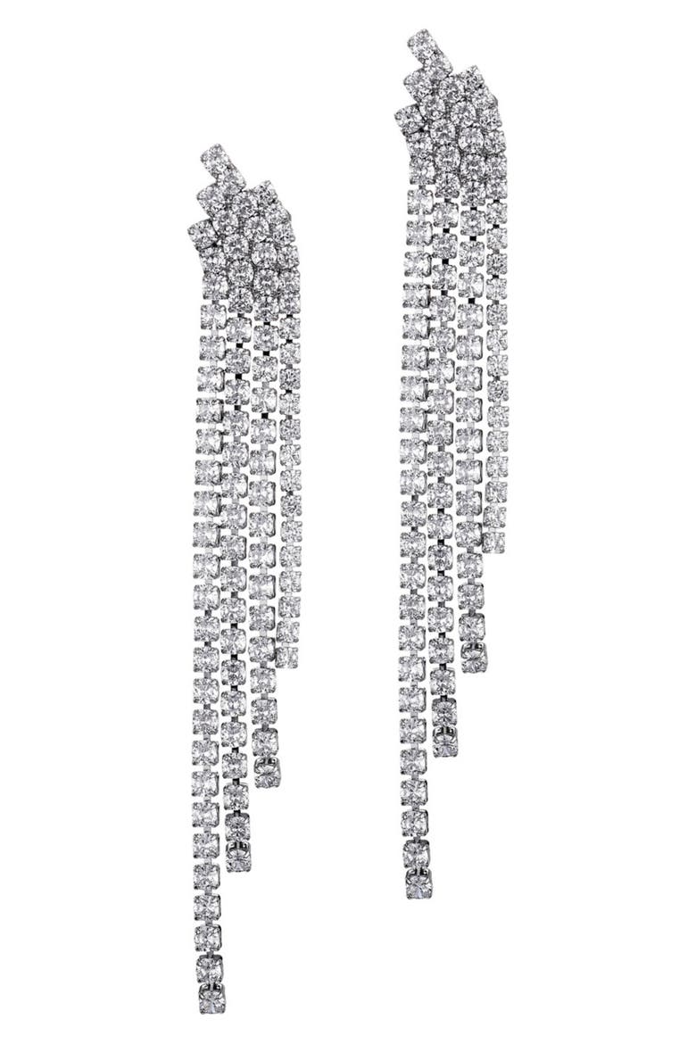 Crystal Cascading Drop Earrings, Main, color, SILVER
