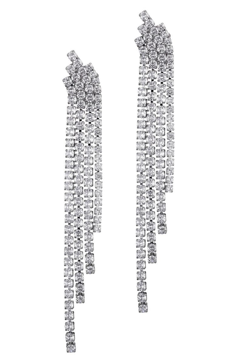 Adornia Crystal Cascading Drop Earrings, Main, color, Silver