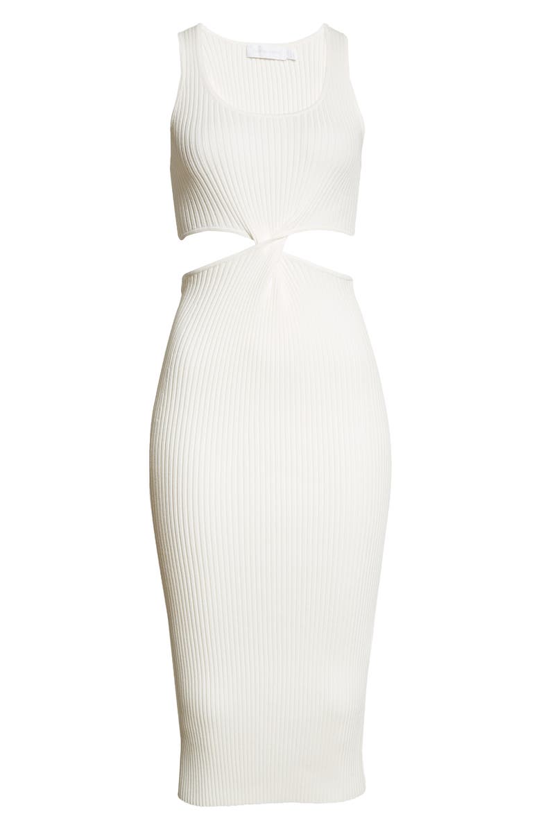 Simkhai Jonathan Simkhai Colleen Ribbed Twist-Front Body-Con Midi Dress, Alternate, color, 