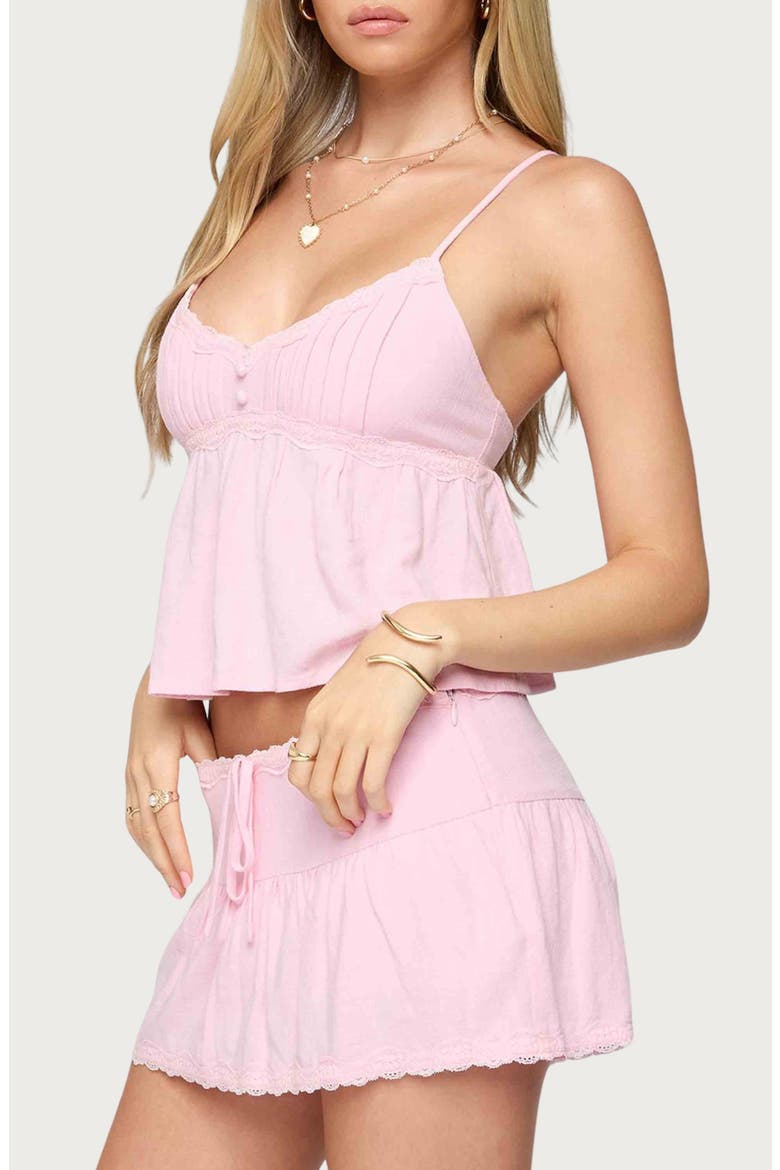 Selene Pintuck Cotton & Linen Babydoll Camisole, Alternate, color, LIGHT-PINK