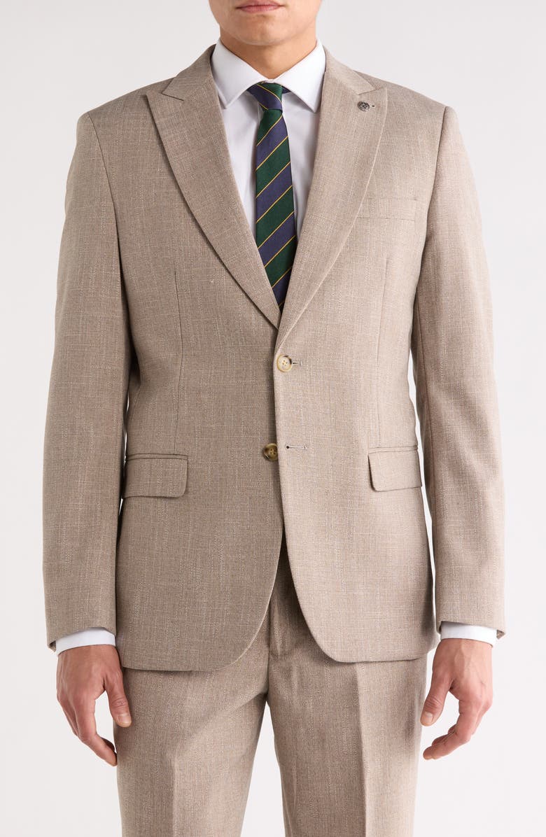 Tahari Slim Fit Windowpane Blazer, Main, color, Beige