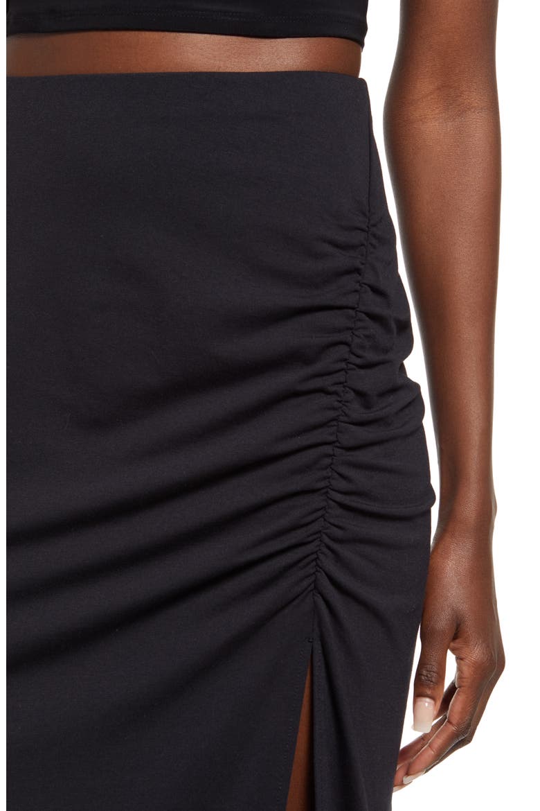 Ruched Knit Midi Skirt, Alternate, color, BLACK