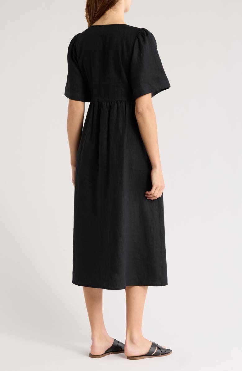 Riley Button Front Linen Midi Dress