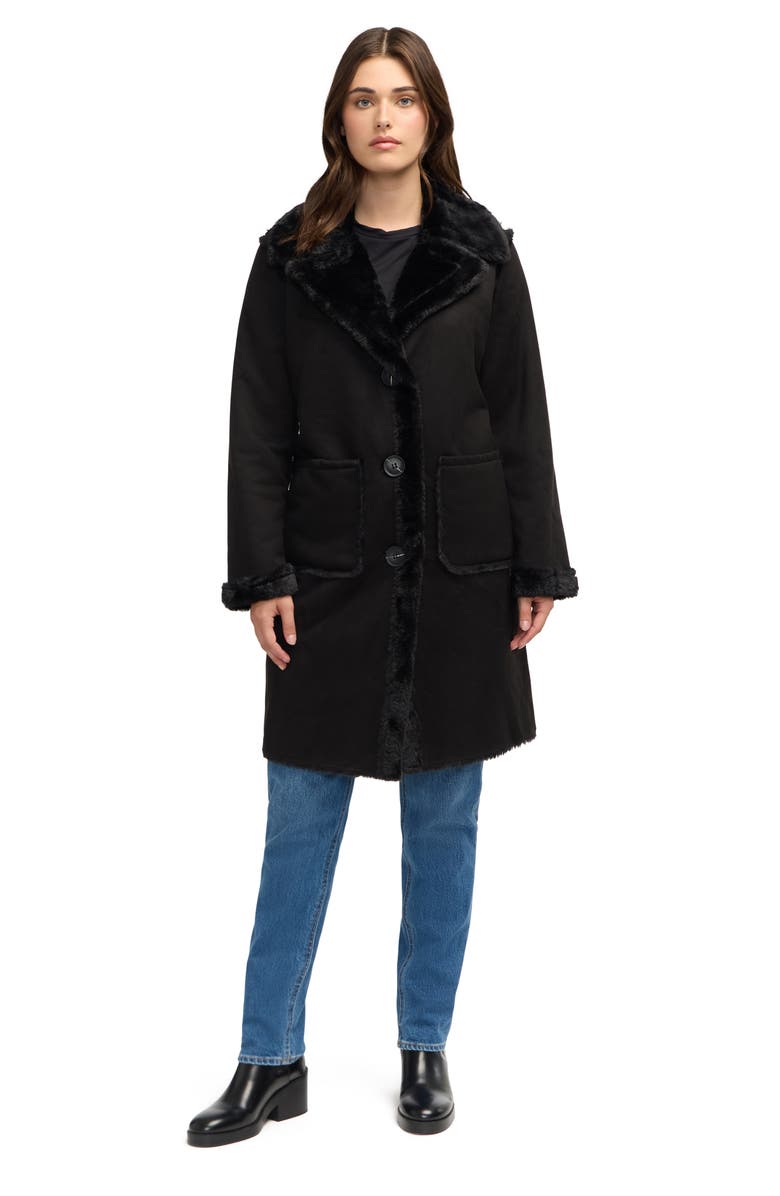 NVLT Faux Fur Trim Faux Suede Jacket, Alternate, color, 