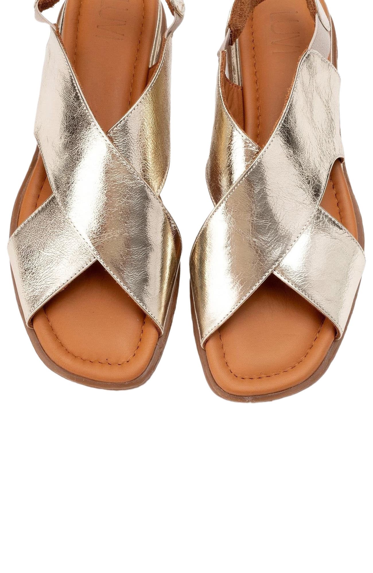 Forever & Always Shoes Broods Elastic Leather Slip On Sandals, Alternate, color, Gold Leather