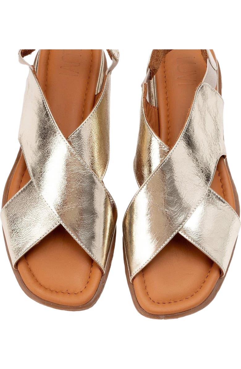 Forever & Always Shoes Broods Elastic Leather Slip On Sandals, Alternate, color, Gold Leather