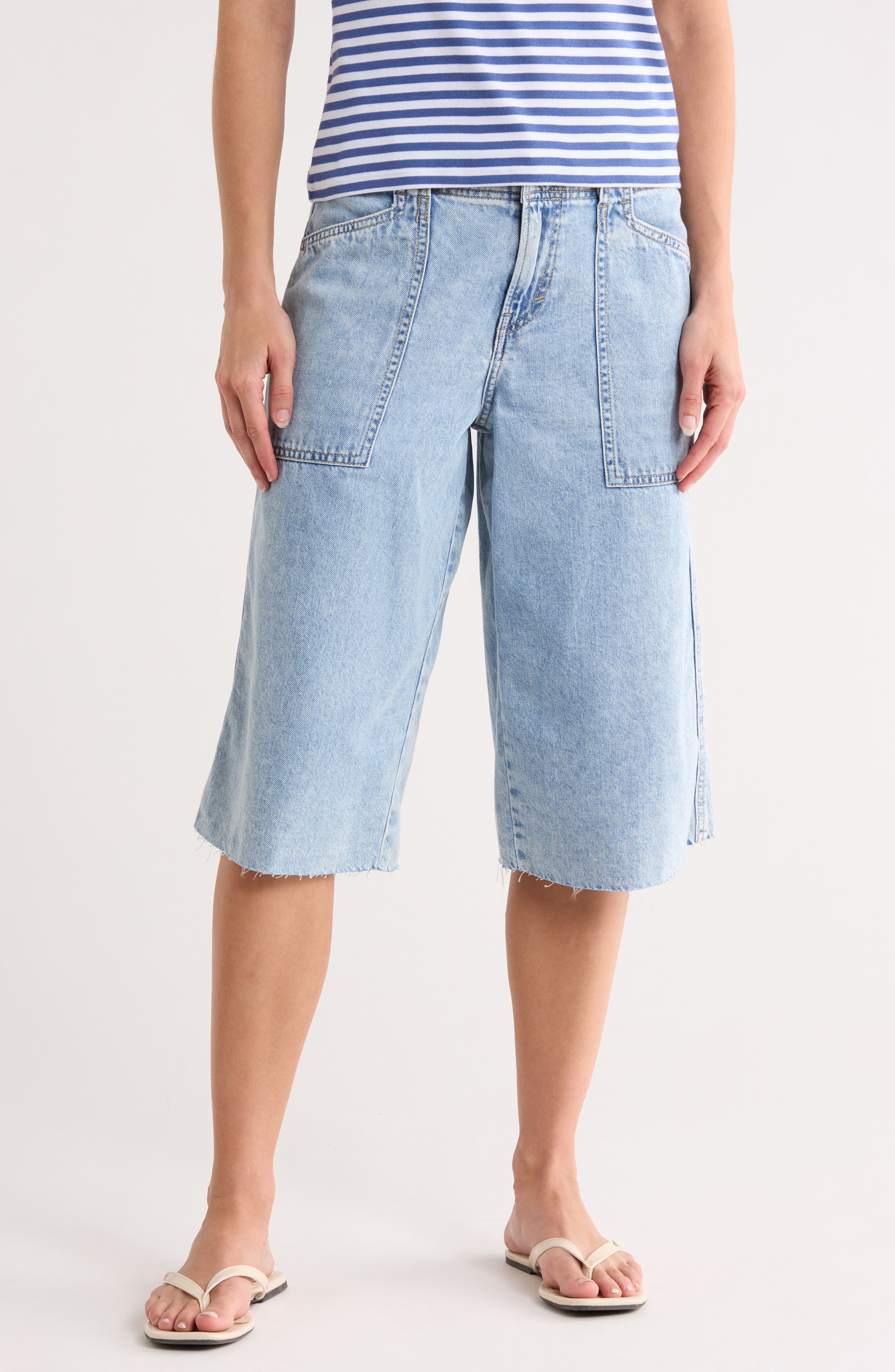 Lucky Brand Raw Hem Denim Culottes