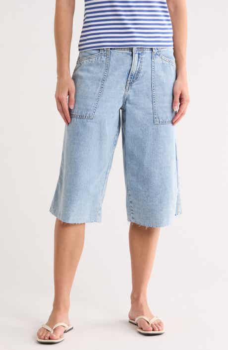 Lucky Brand Raw Hem Denim Culottes