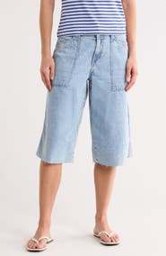 Lucky Brand Raw Hem Denim Culottes