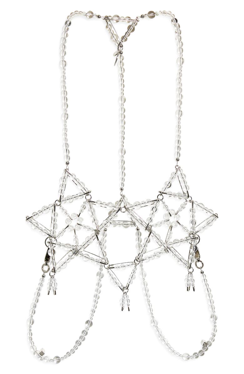 Noir Kei Ninomiya Beaded Safety Pin Harness, Main, color, Silver