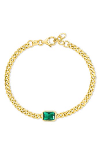 Sterling Forever Tali Crystal Curb Chain Bracelet In Gold