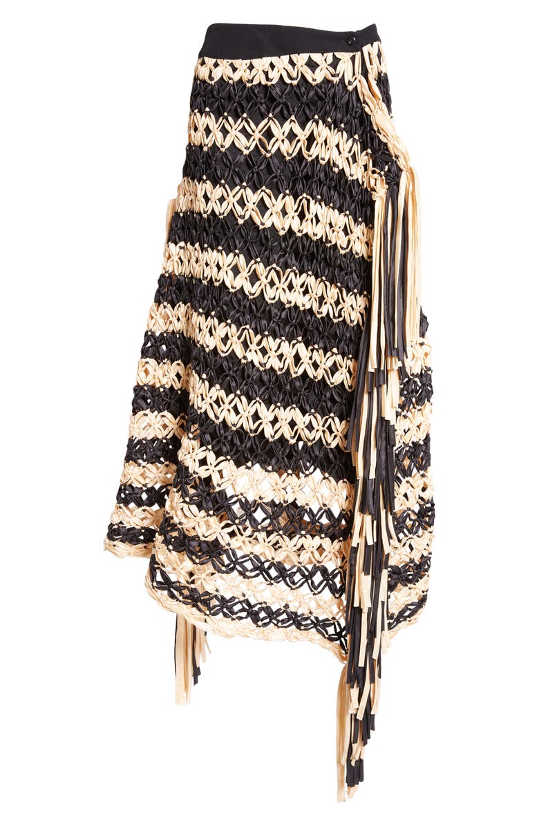 Diotima Cavalla Fringe Stripe Macramé Maxi Skirt, Alternate, color,