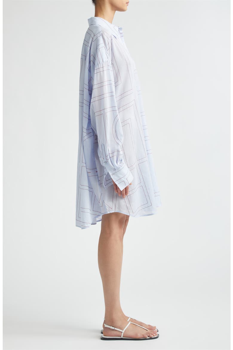 Long Summer Long Sleeve Logo Embroidered Shirtdress, Alternate, color, SKY/ RED
