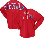 FANATICS Women's Fanatics Branded Red Washington Capitals Spirit Lace-Up V-Neck Long Sleeve Jersey T-Shirt