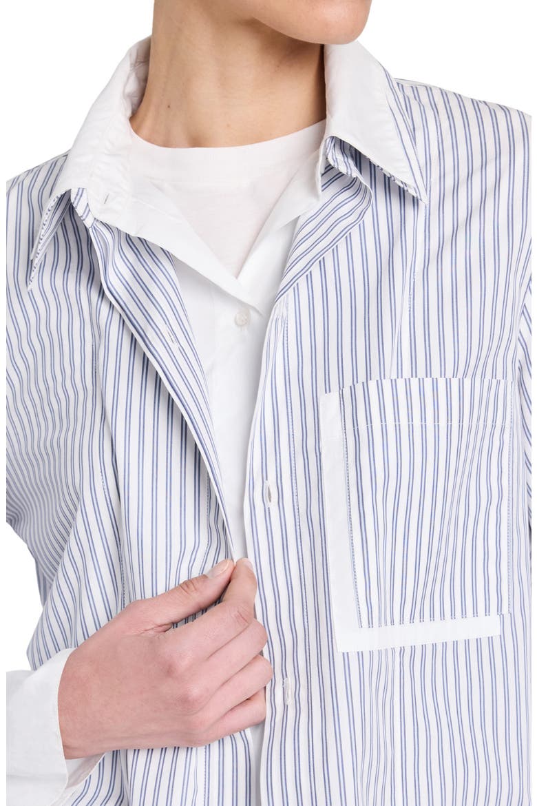 Double Layer Boyfriend Shirt, Alternate, color, WHITE / NAVY MULTI
