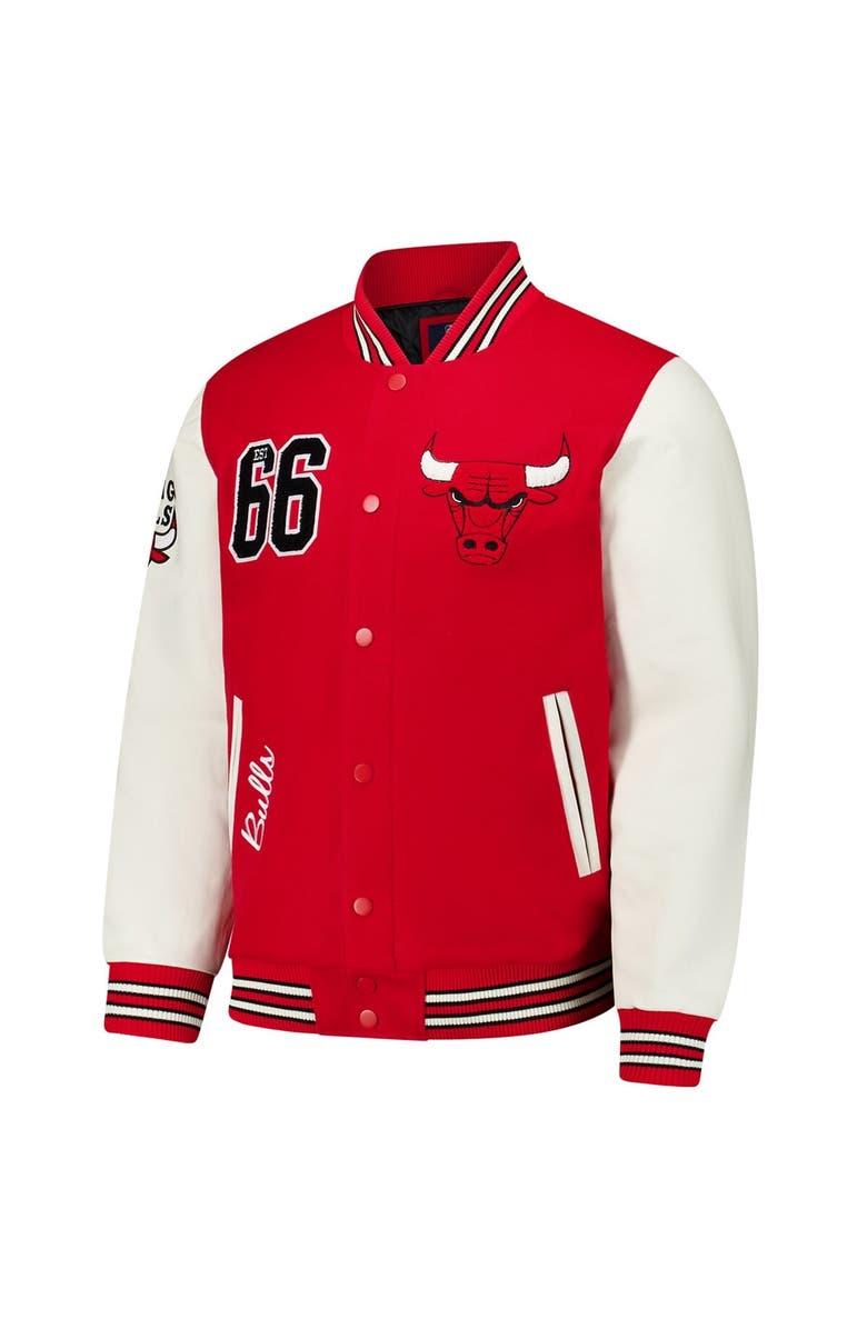 G-III SPORTS BY CARL BANKS Men's G-III Sports by Carl Banks Red Chicago Bulls Moneyball Wool & Leather Full-Snap Varsity Jacket, Alternate, color, Red