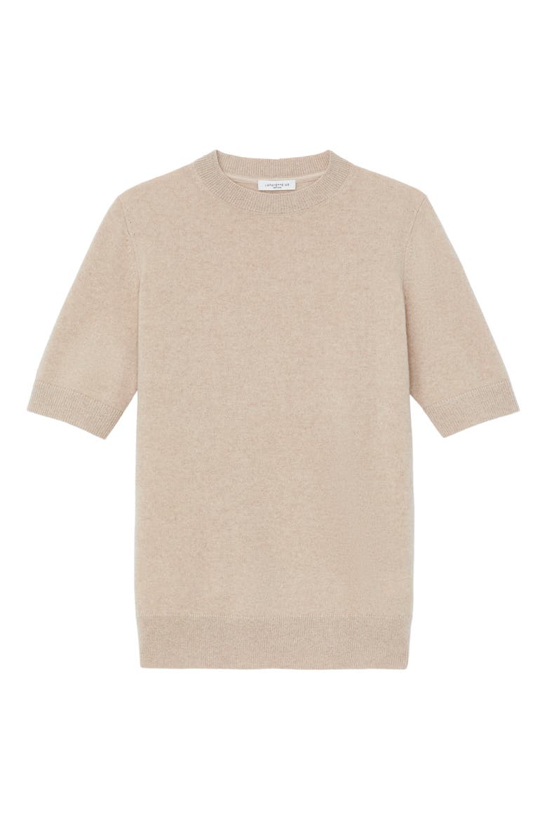Metallic Short Sleeve Cashmere Sweater, Alternate, color, DUNE MELANGE