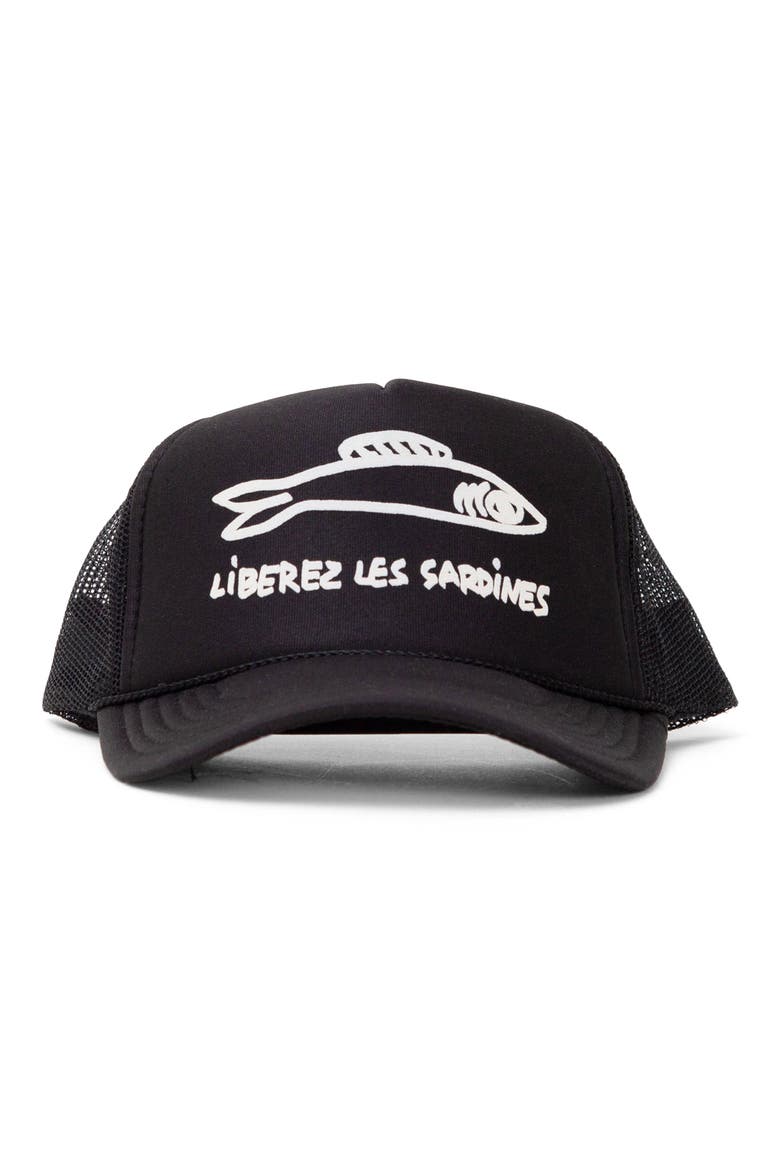 Sardines Trucker Hat, Main, color, BLACK W/ CREAM
