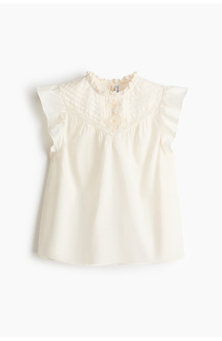 H&M Pintucked Cotton Top, Main, color, Cream