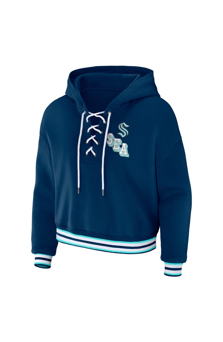 WEAR by Erin Andrews Women's WEAR by Erin Andrews Blue Seattle Kraken Lace-Up Pullover Hoodie, Alternate, color, Blue