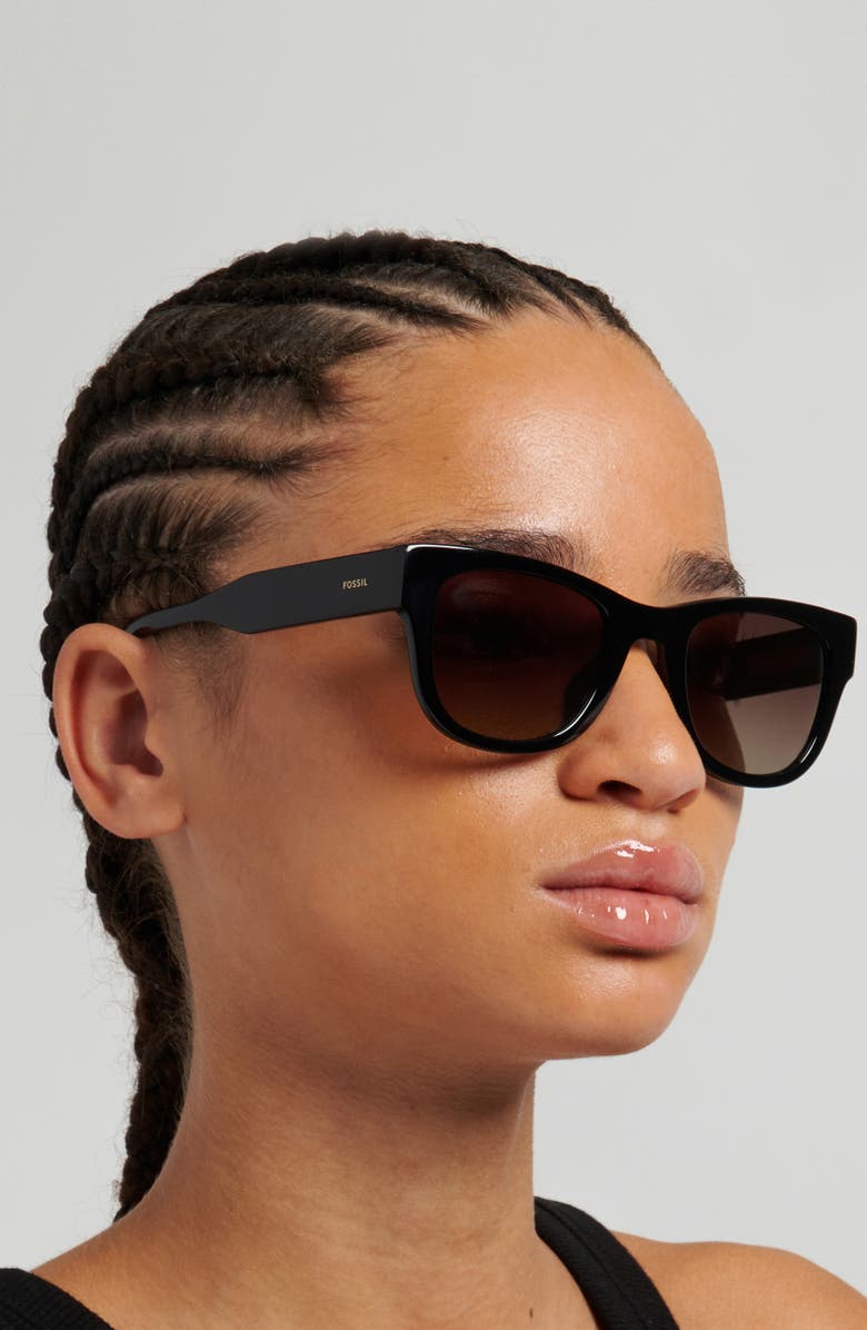 Fossil 50mm Gradient Square Sunglasses, Alternate, color, Black/ Brown Sf