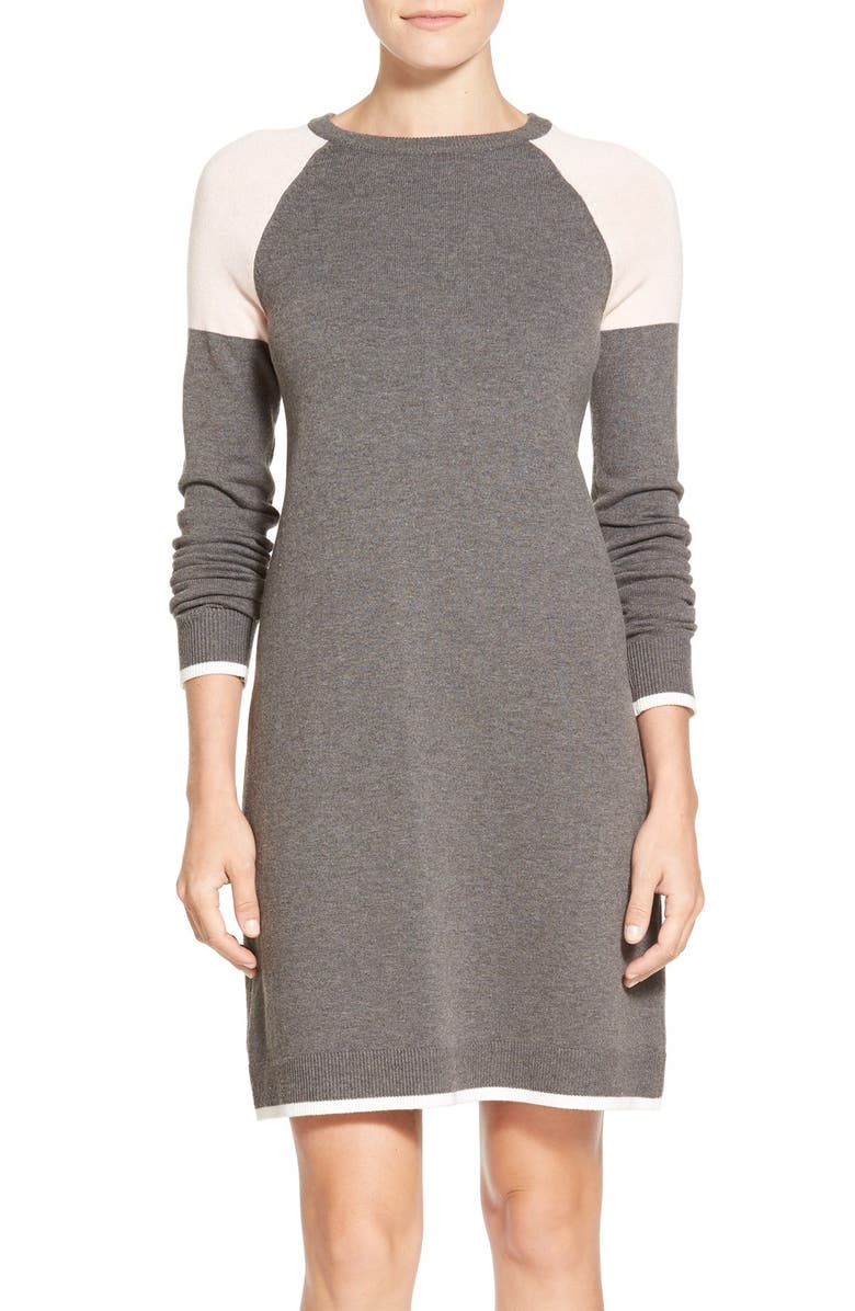 Eliza J Colorblock A-Line Sweater Dress, Main, color,
