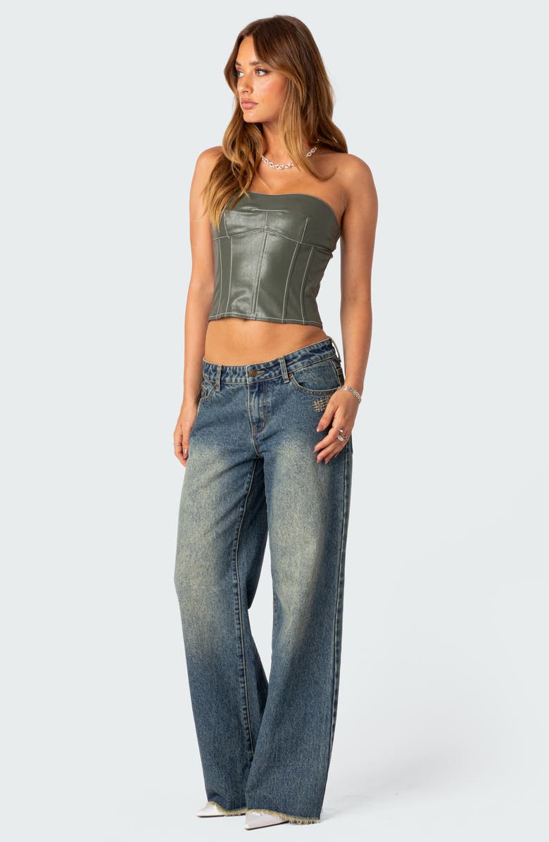 EDIKTED Moss Corset Top, Alternate, color, Olive